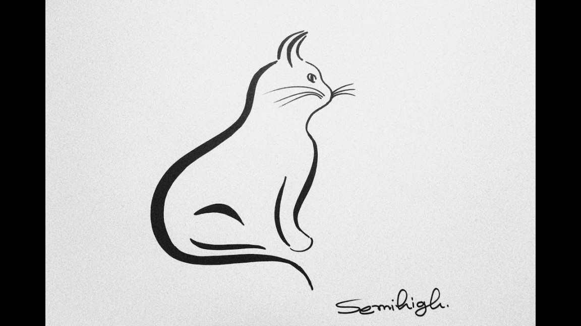 Draw black and white cat  Easy drawing Tutorial