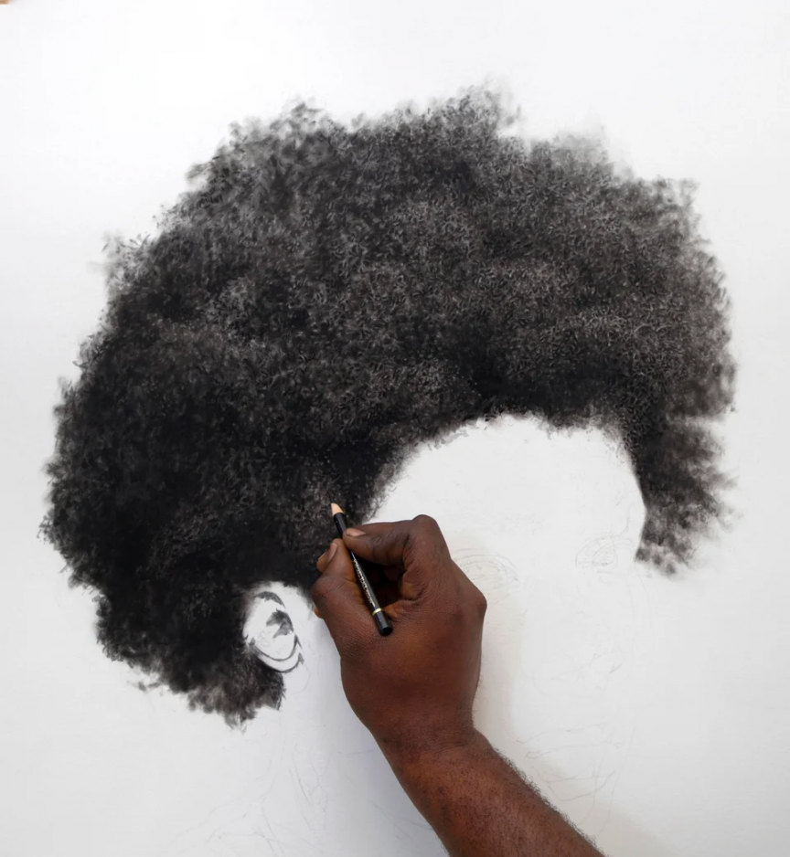 Drawing Black hair with pencil