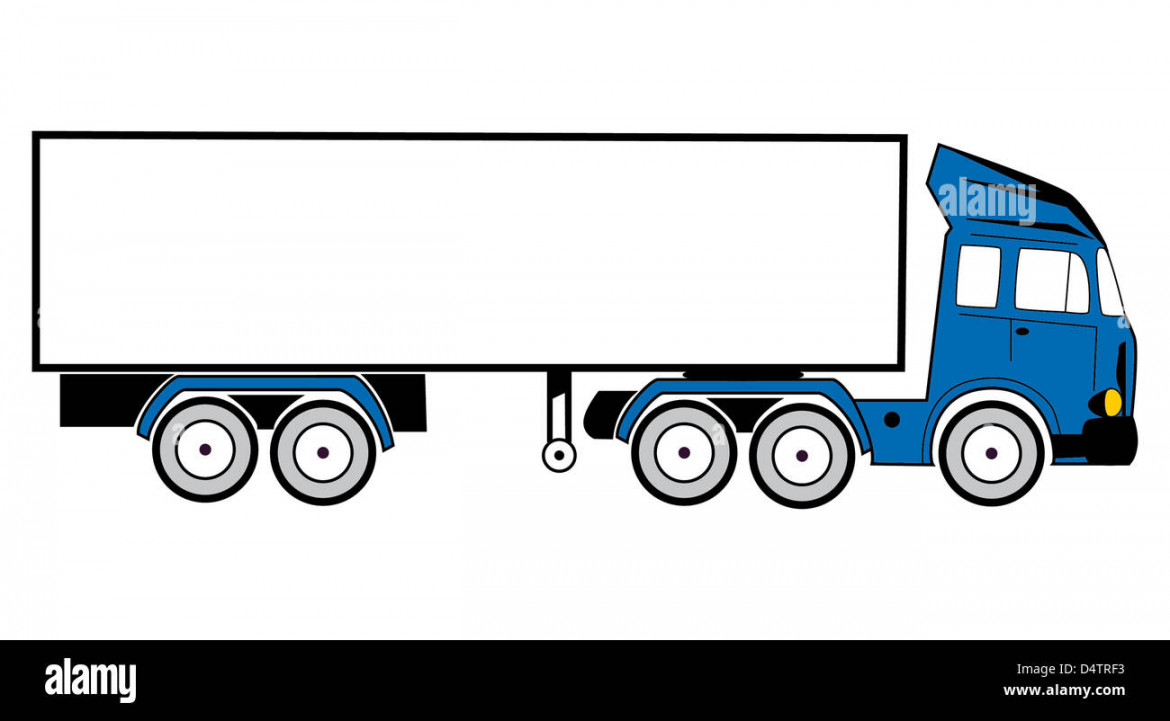 drawing of a tractor-trailer to transport goods Stock Photo - Alamy