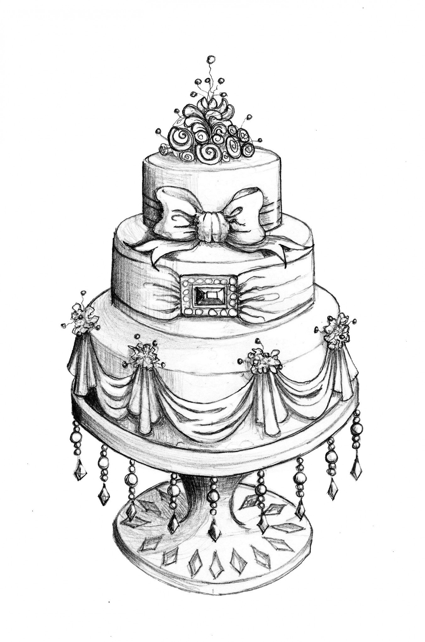 Drawings Of Wedding Cakes  Cake sketch, Cake drawing, Wedding