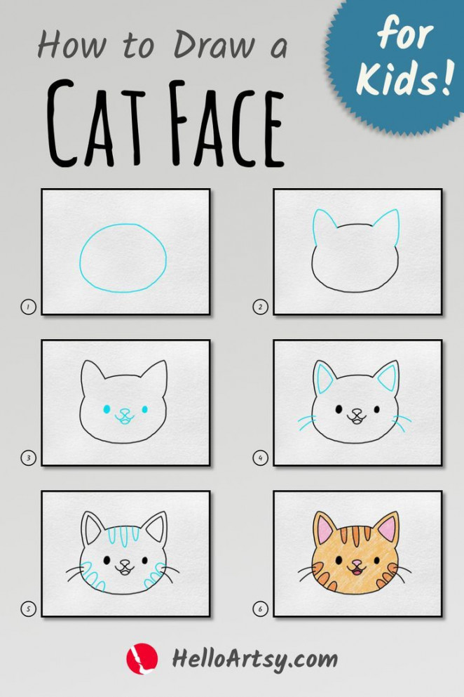 Easy Cat Face Drawing 🐈  Cat drawing for kid, Cat face drawing