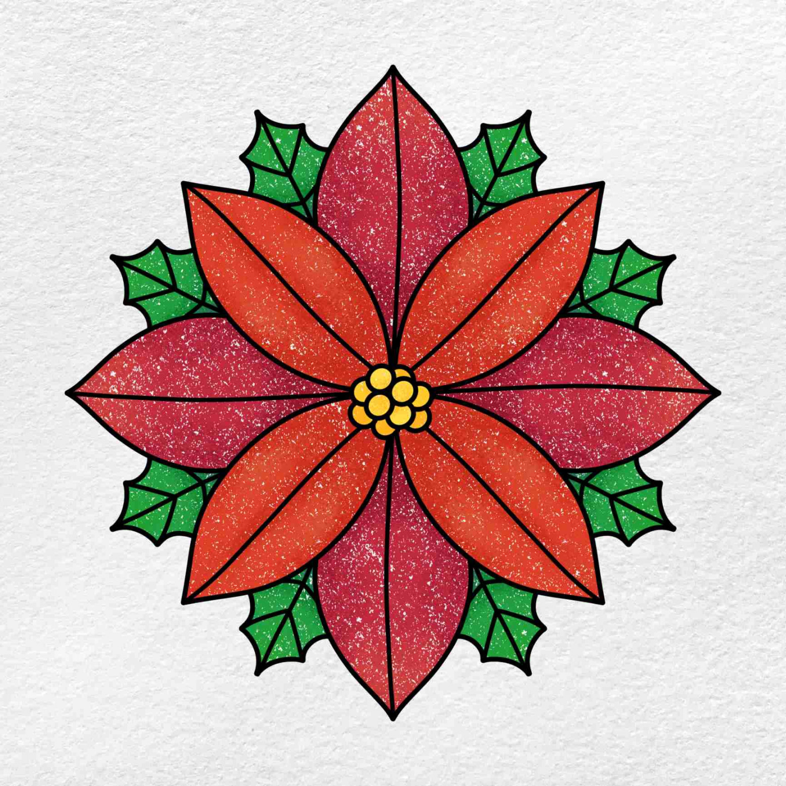 Easy Poinsettia Drawing - HelloArtsy