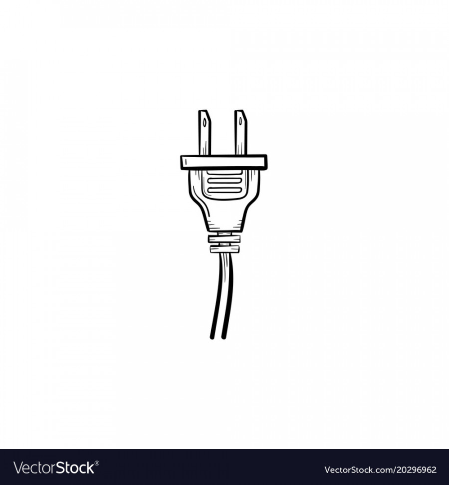 Electric plug hand drawn sketch icon Royalty Free Vector