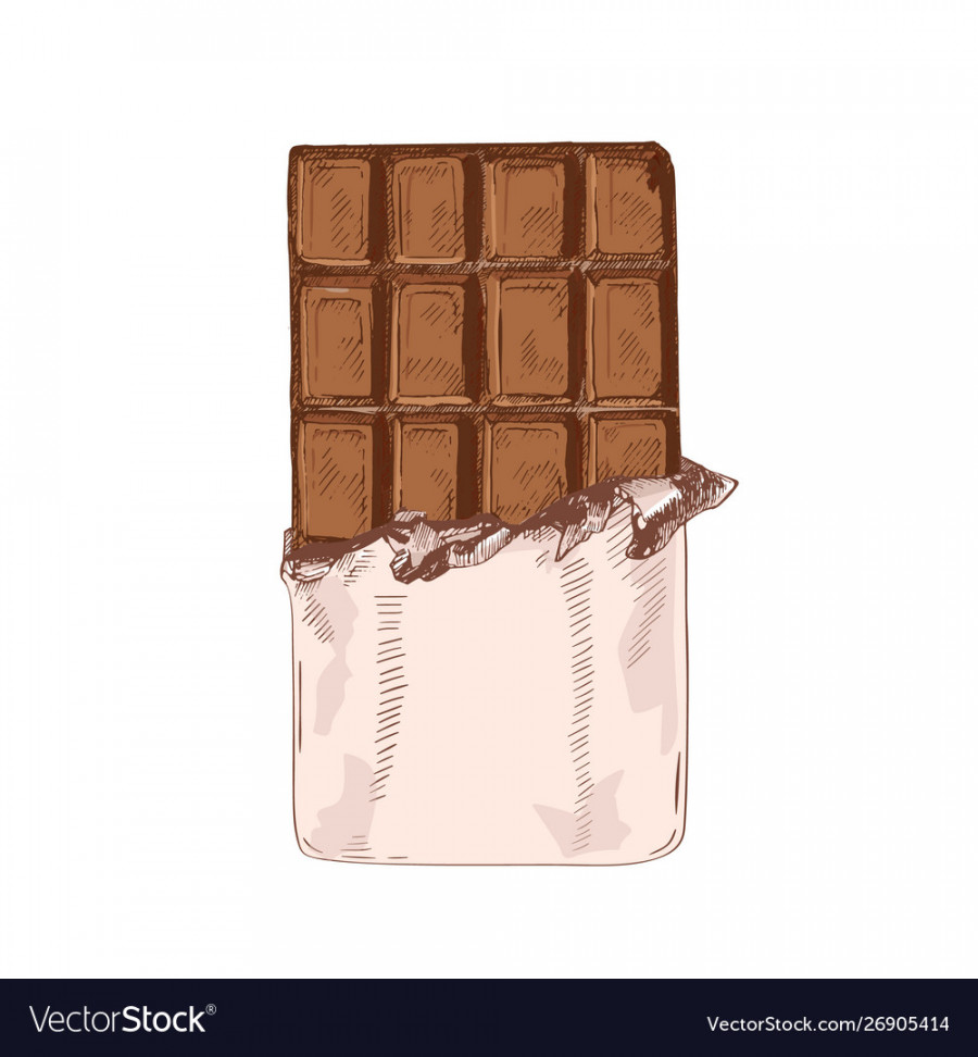 Elegant realistic colored drawing chocolate bar Vector Image