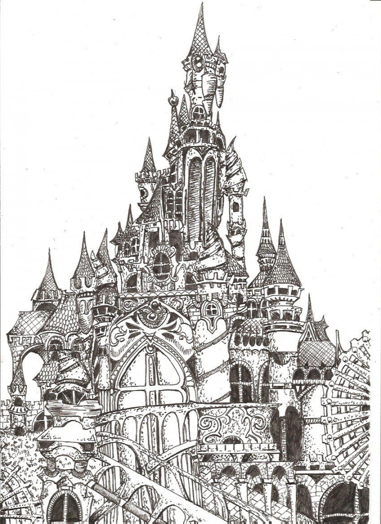 fantasy castle drawings - Google Search  Castle coloring page