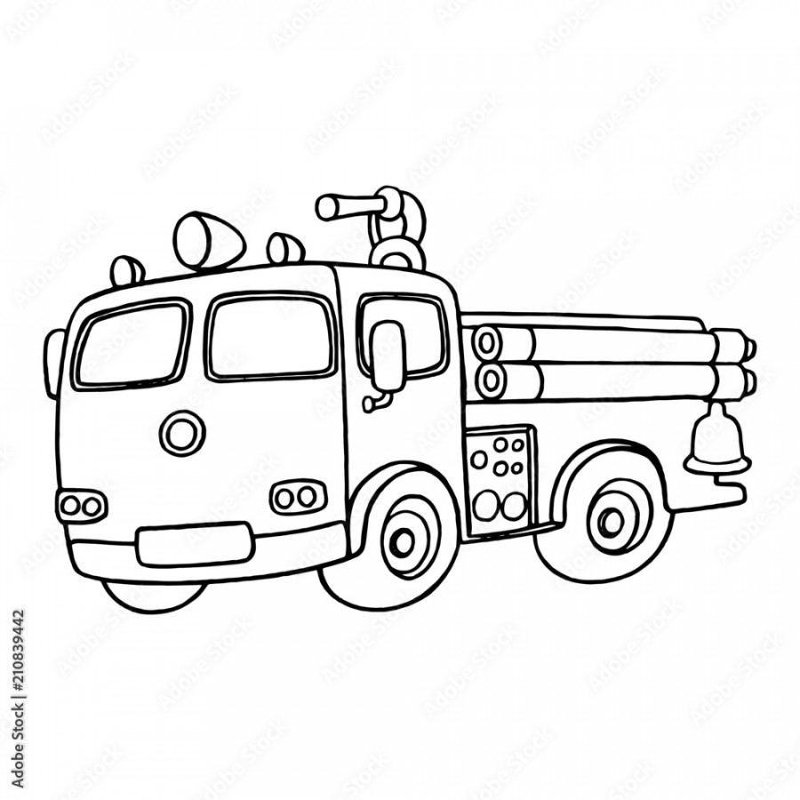 Fire Truck cartoon illustration isolated on white background for