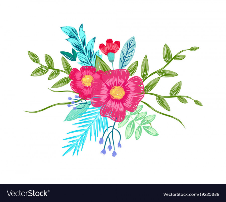 Flower bouquet drawing by color pencils Royalty Free Vector