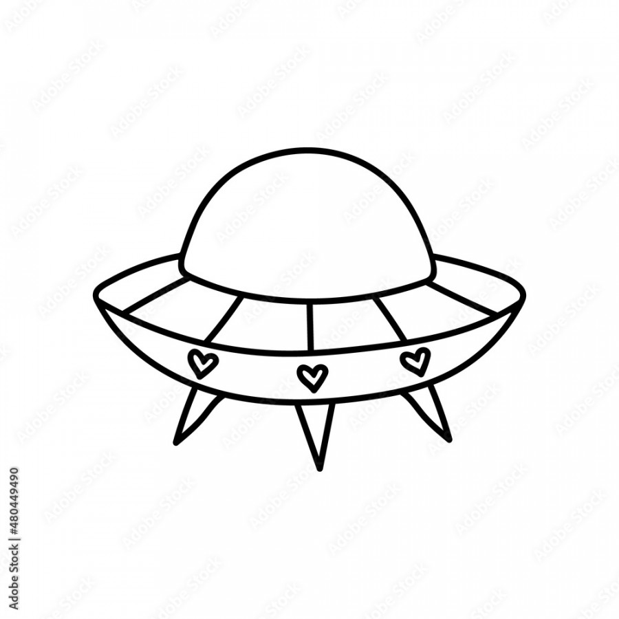 Flying saucer in doodle style