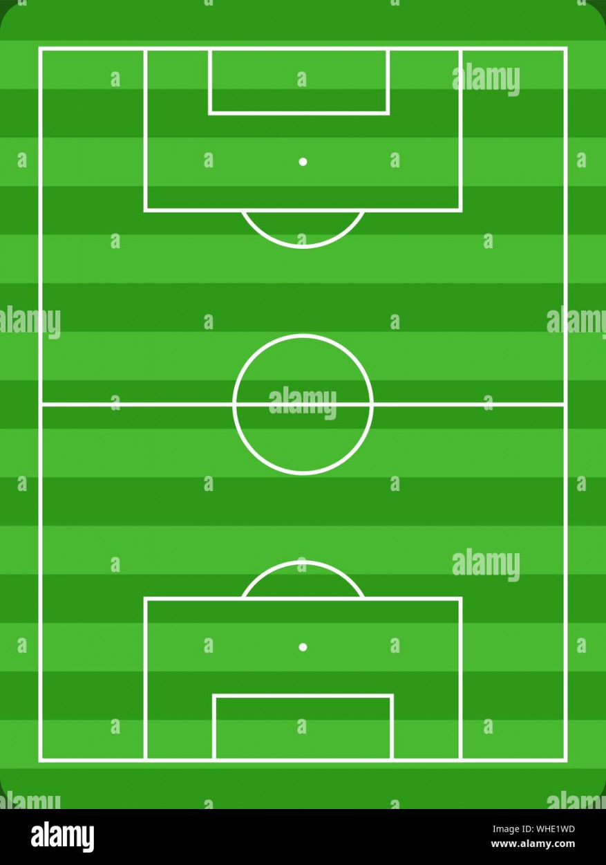 Football field diagram with white lines and green grass