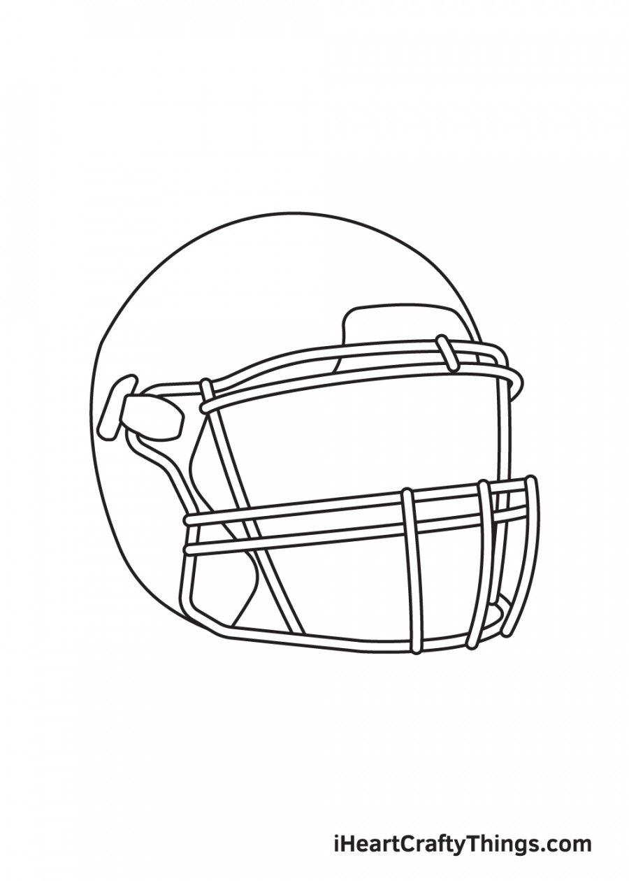 Football Helmet Drawing - How To Draw A Football Helmet Step By Step