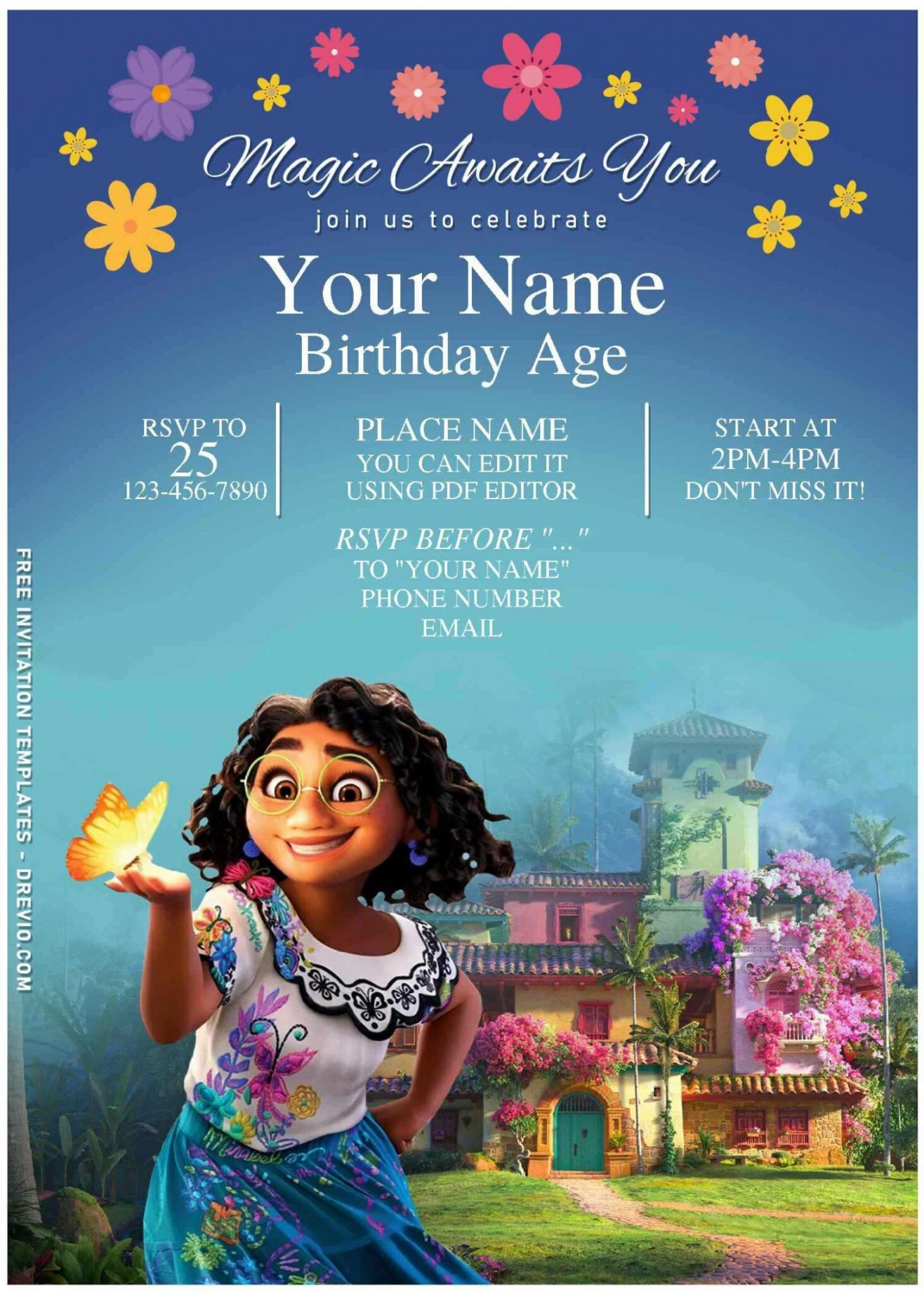 Free Editable PDF) Disney Encanto Themed Birthday Invitation