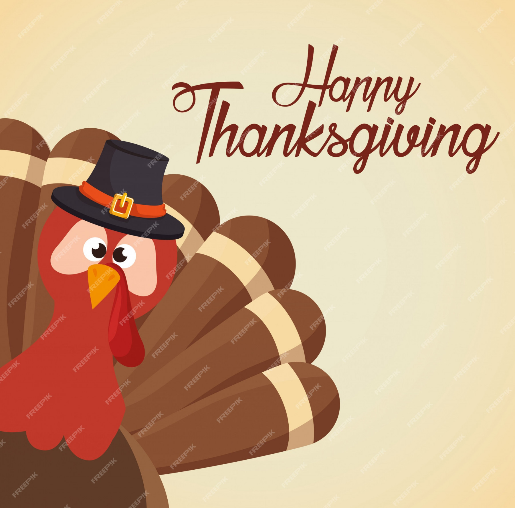 Free Vector  Happy thanksgiving day card funny turkey