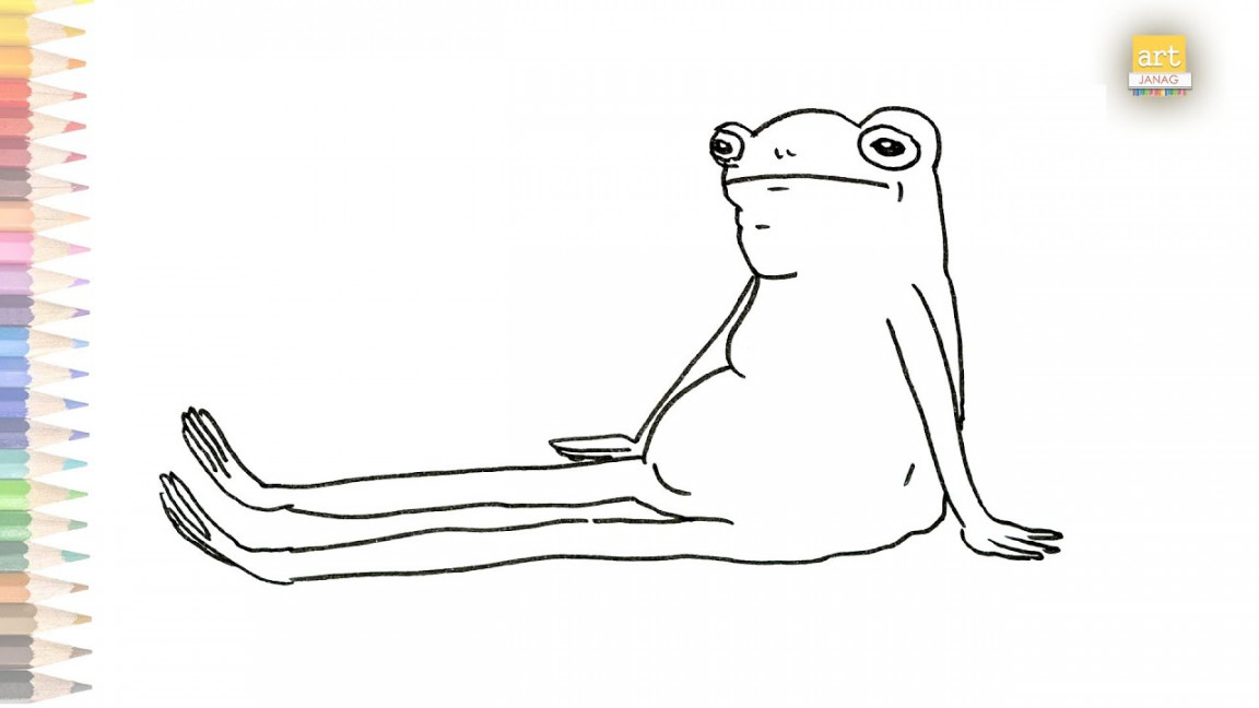 Funny Frog sitting sketch easy  How to draw Cartoon funny Frog drawing  simply  Outline drawings