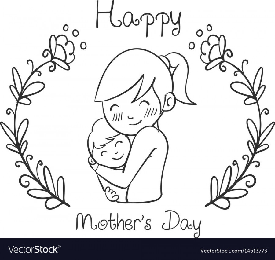 Hand draw mother day style design Royalty Free Vector Image