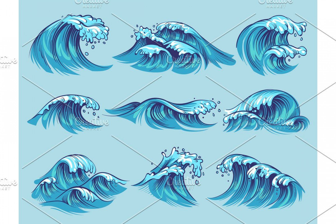 Hand drawn ocean waves