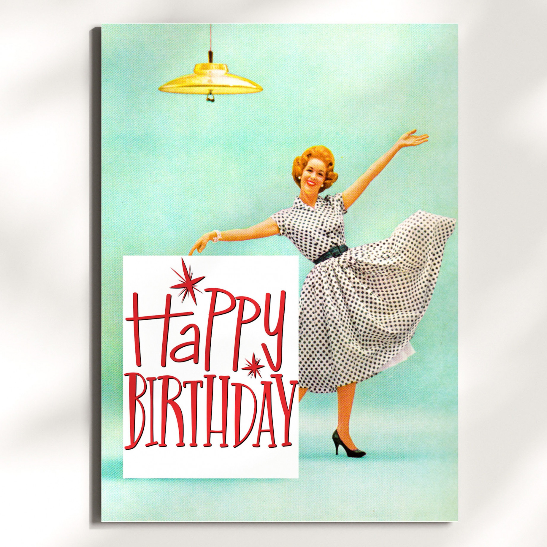 Happy Birthday Card, Vintage Woman, s Housewife, Mid Century