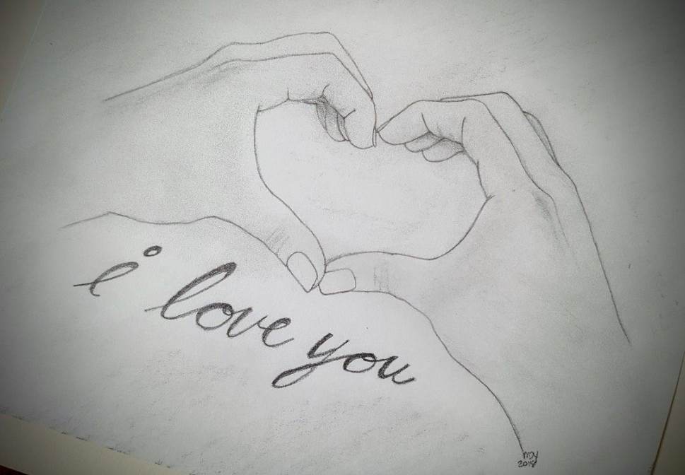 Heart hands/I love you/drawing/sketch  I love you drawings, Cute