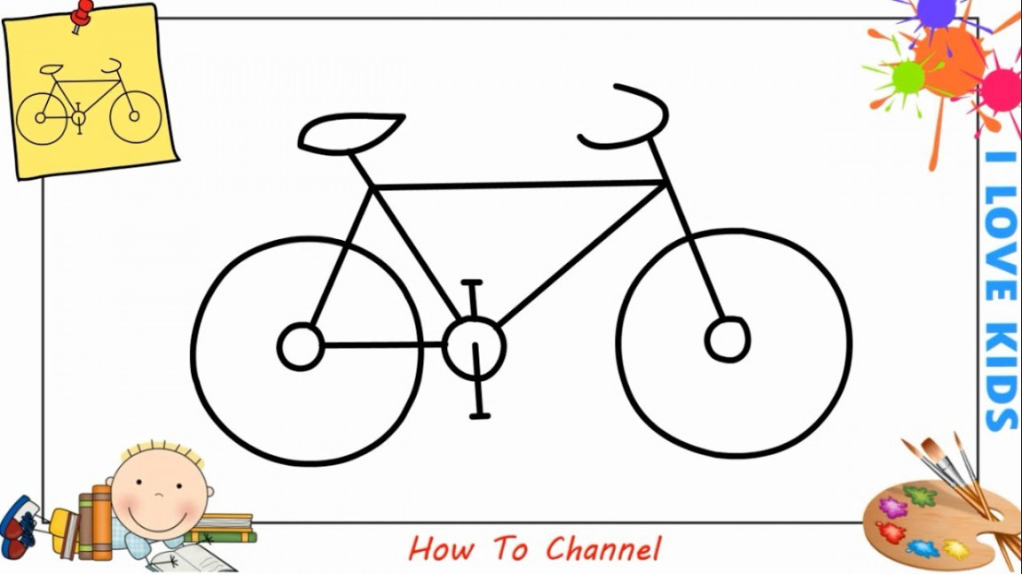 How to draw a bike (bicycle) EASY step by step for kids, beginners