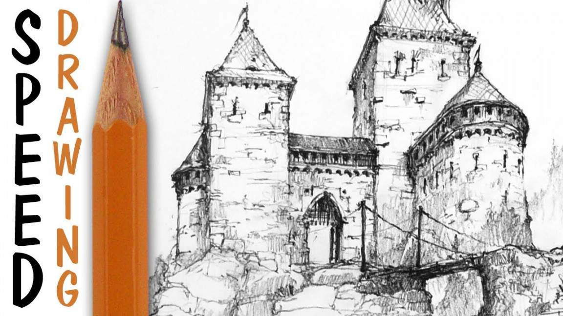 How to draw a castle - architecture speed drawing