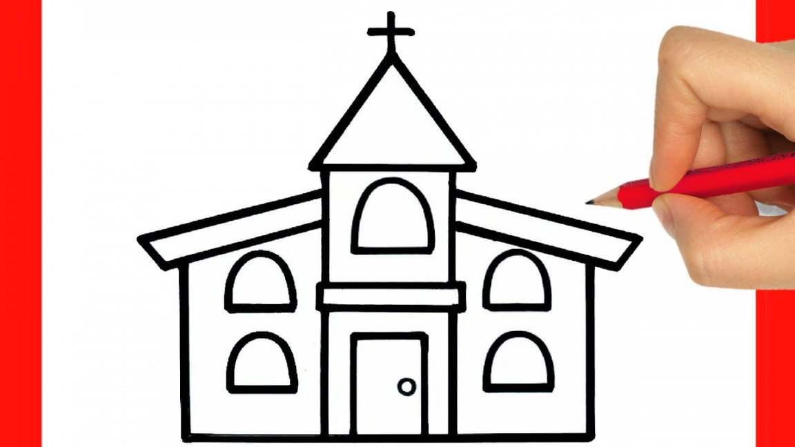 HOW TO DRAW A CHURCH EASY