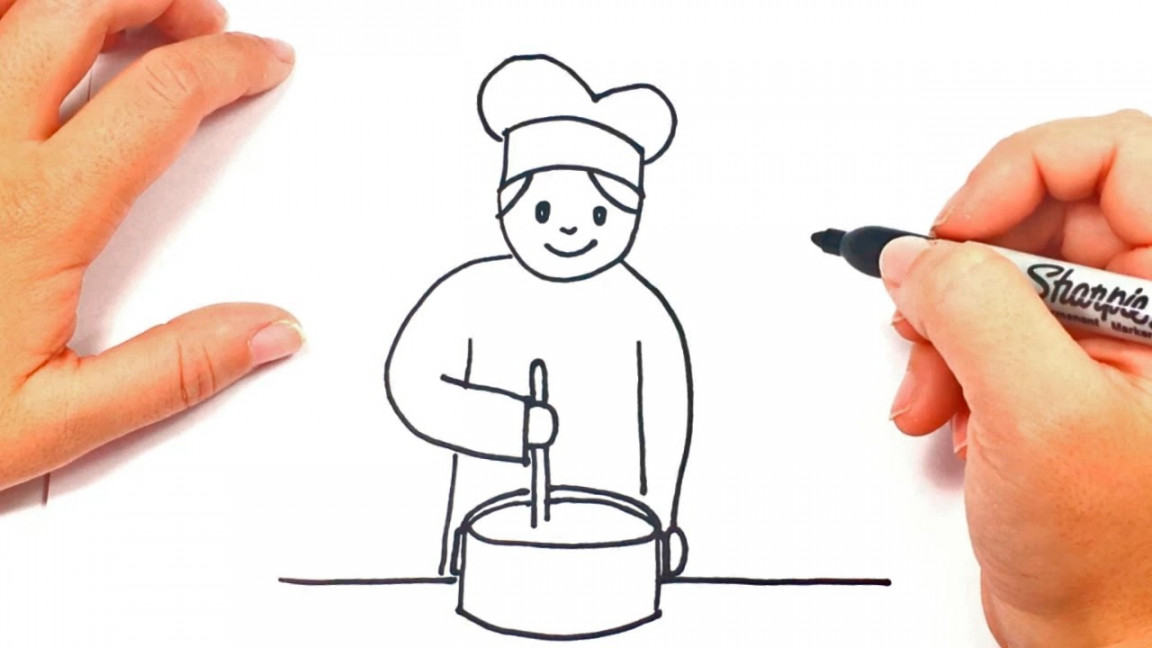 How to draw a Cook  Cook Easy Draw Tutorial