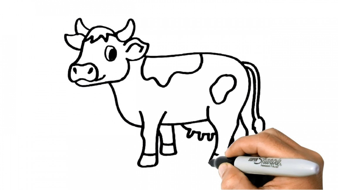 How to DRAW a COW Easy Step by Step Farm Animal Drawing