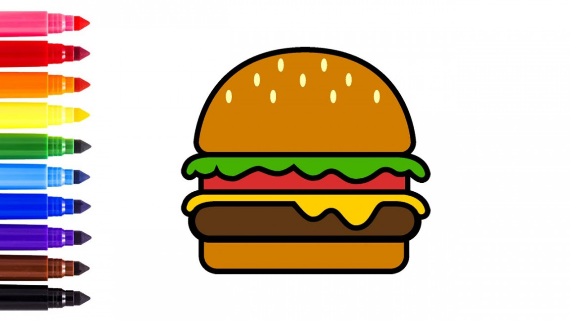 How to Draw A Cute Burger🍔 Easy Burger Drawing😋 Burger Drawing  #fastfood #burger