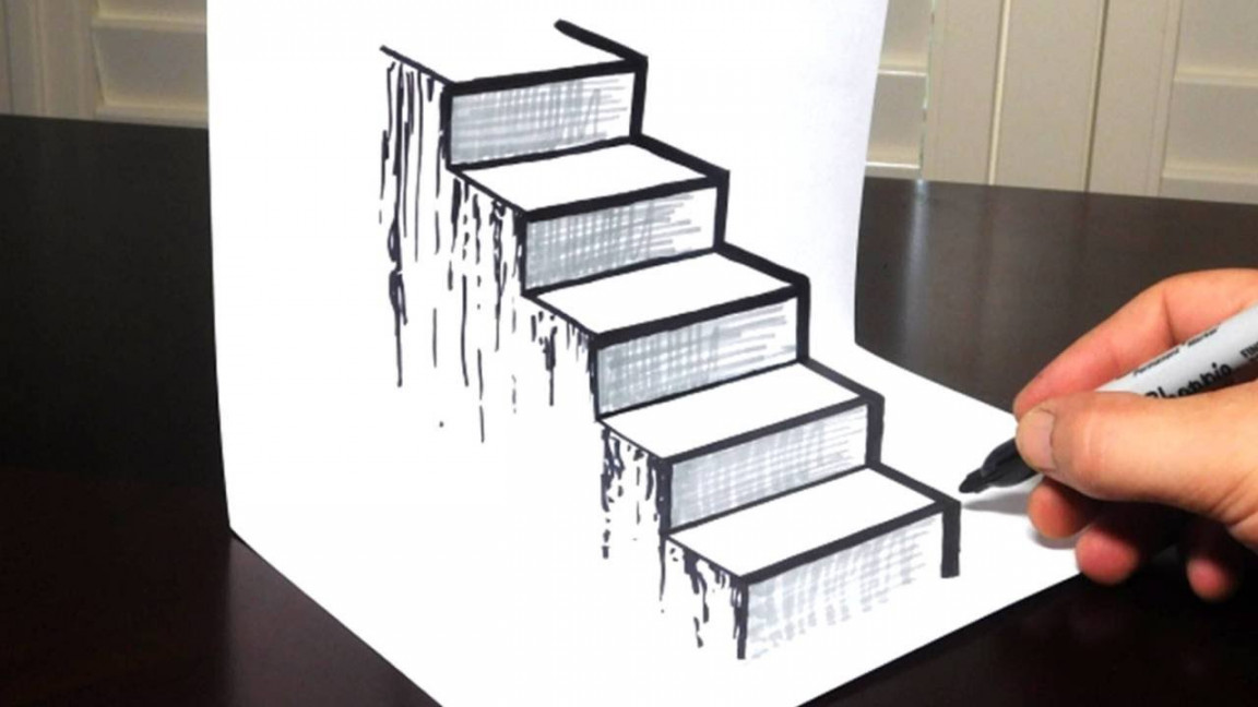 How to Draw a D Staircase - Drawing Steps Trick Art