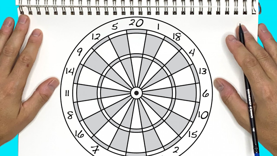 HOW TO DRAW A DART BOARD - beginner easy step by step