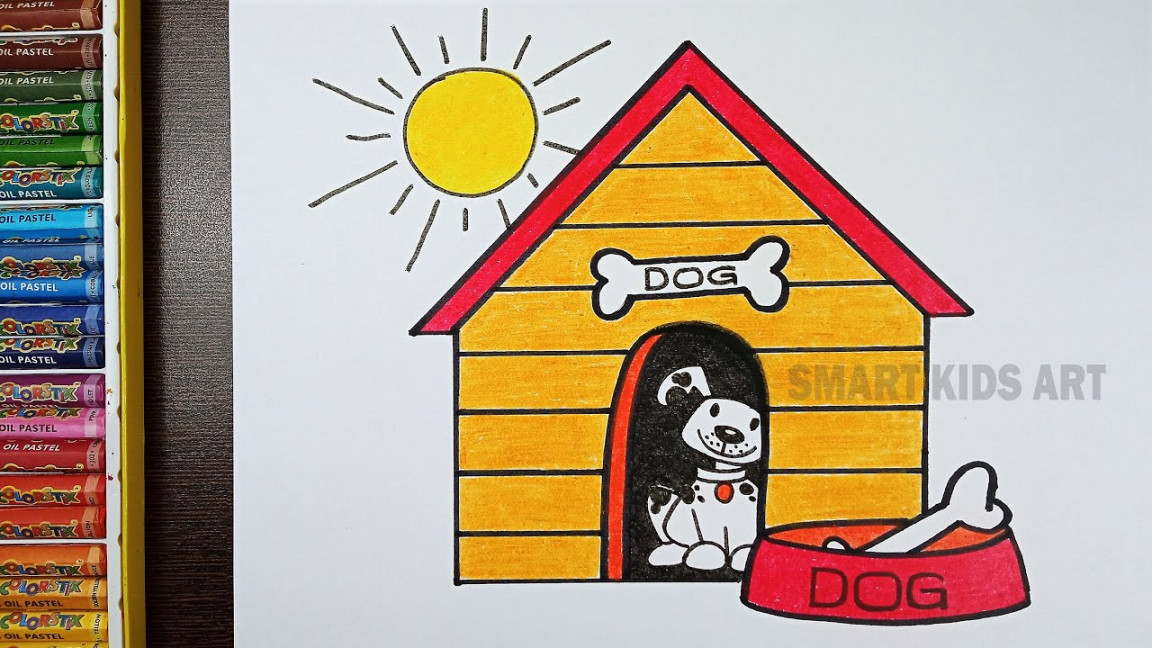 How To Draw A Dog House  Dog House Drawing  Easy Drawing  Smart Kids Art