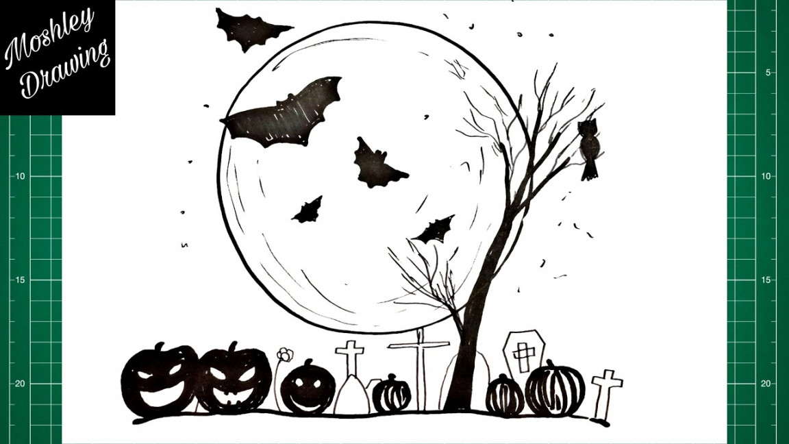 How to Draw a Halloween Moon - Halloween Drawings