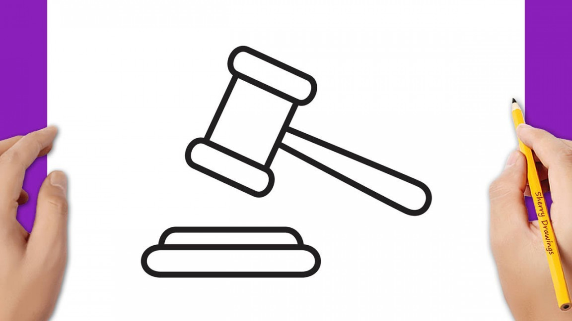 How to draw a judge gavel