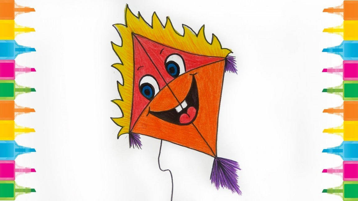 How to draw a kite for kids  cute kite drawing