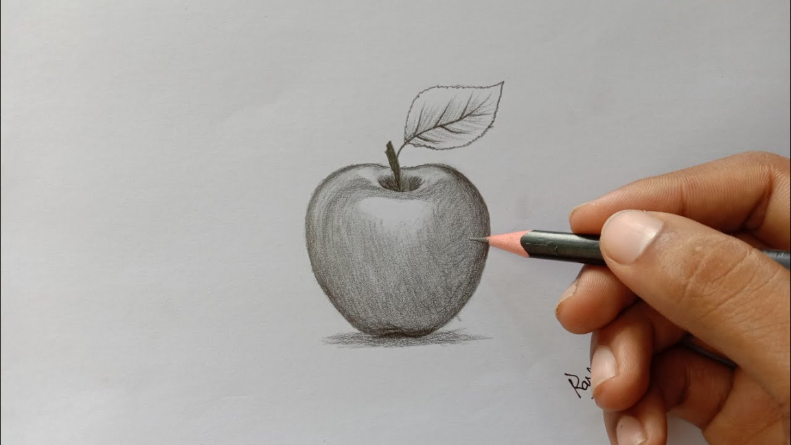 How to draw a realistic apple by pencil for beginners  Blending and  shading  Easy way of drawing