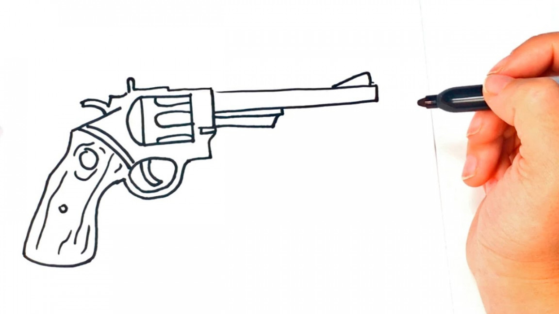 How to draw a Revolver  Revolver Gun Easy Draw Tutorial