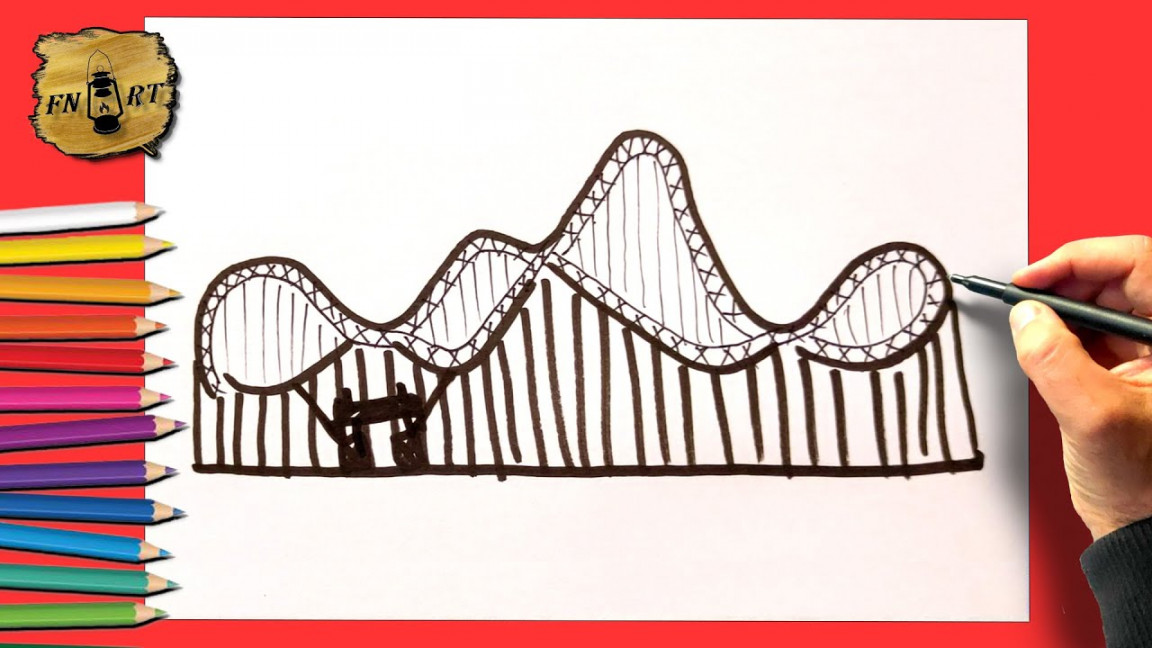 How to draw a roller coaster easy step by step, roller coaster drawing easy