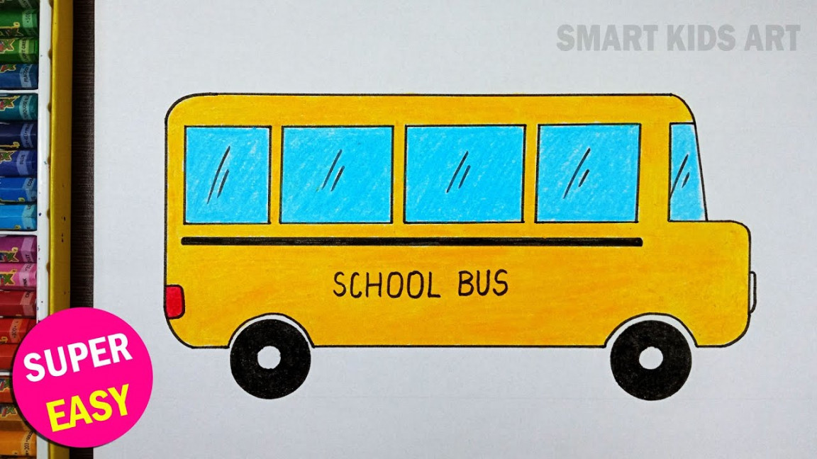 How To Draw A School Bus  School Bus Drawing  स्कूल बस का चित्र  Easy  Drawing  Smart Kids Art