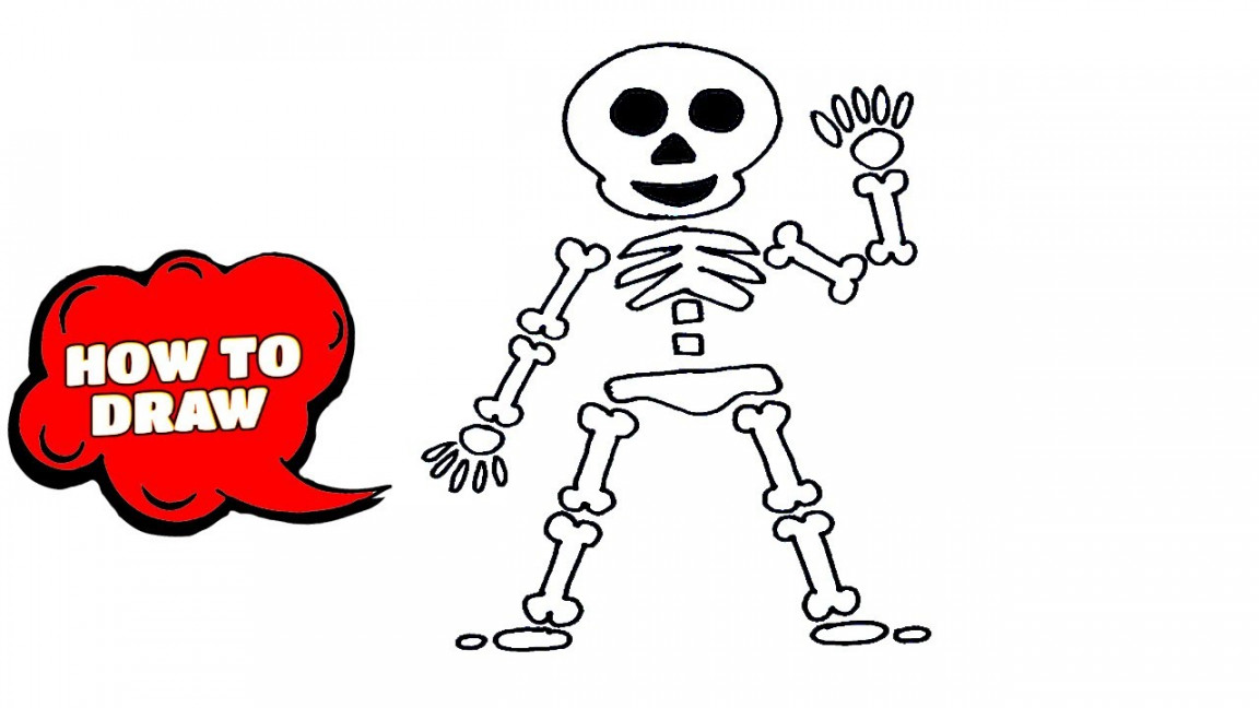 How to Draw a Skeleton for kids  Skeleton Drawing Cartoon