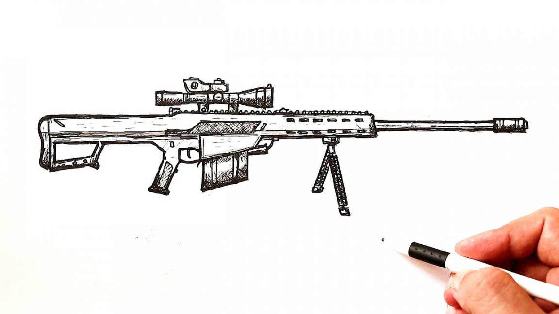 How to draw a Sniper rifle Barrett M