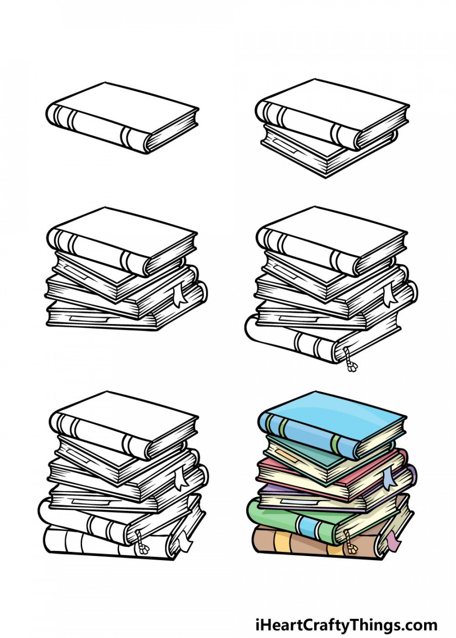 How To Draw A Stack Of Books – A Step by Step Guide  Book drawing