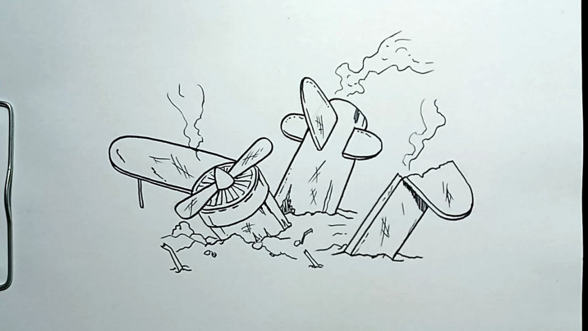 How to Draw Airplane Crash in Easy Steps