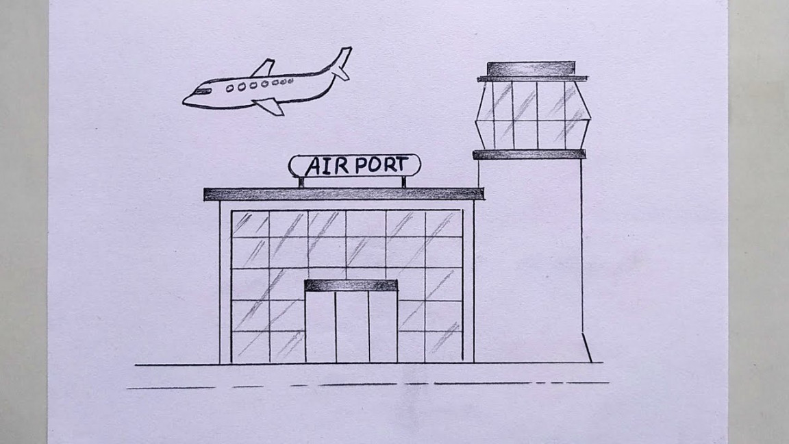 how to draw Airport ✈️  Airport drawing easy step by step