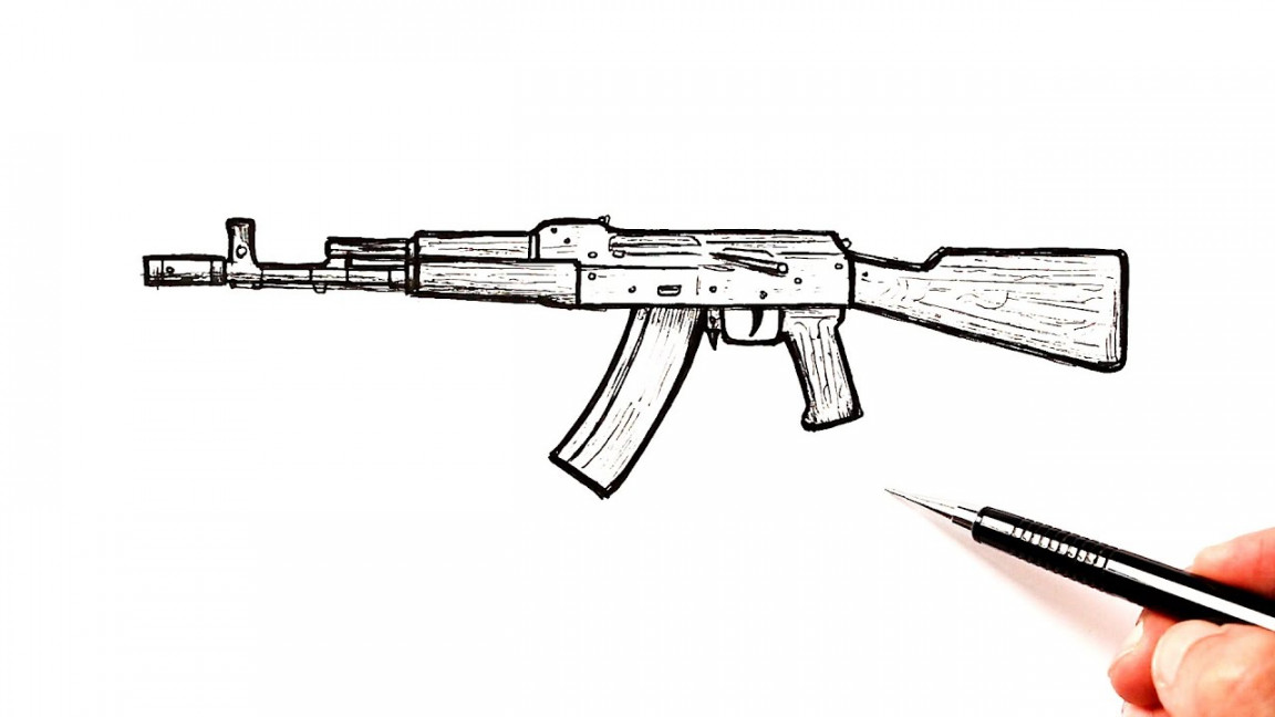 How to draw AK  Kalashnikov  Easy Drawing