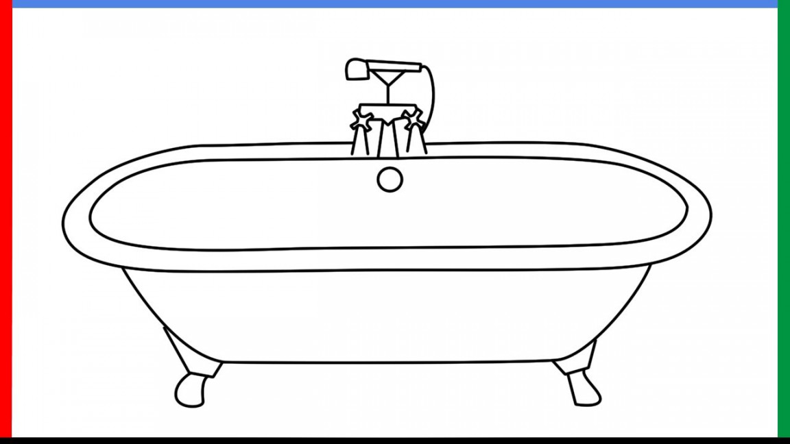 How to draw Bathtub step by step for beginners