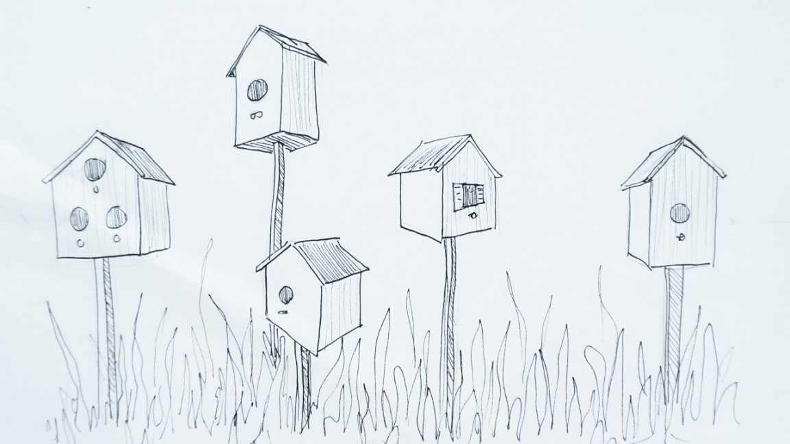 How to Draw Birdhouses in  and  Point Perspective