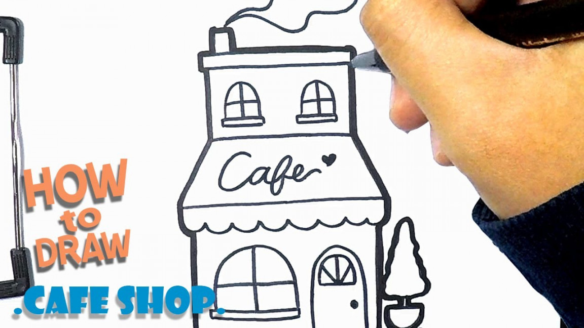 How to Draw cafe shop  Easy Drawing  cute cafe shop