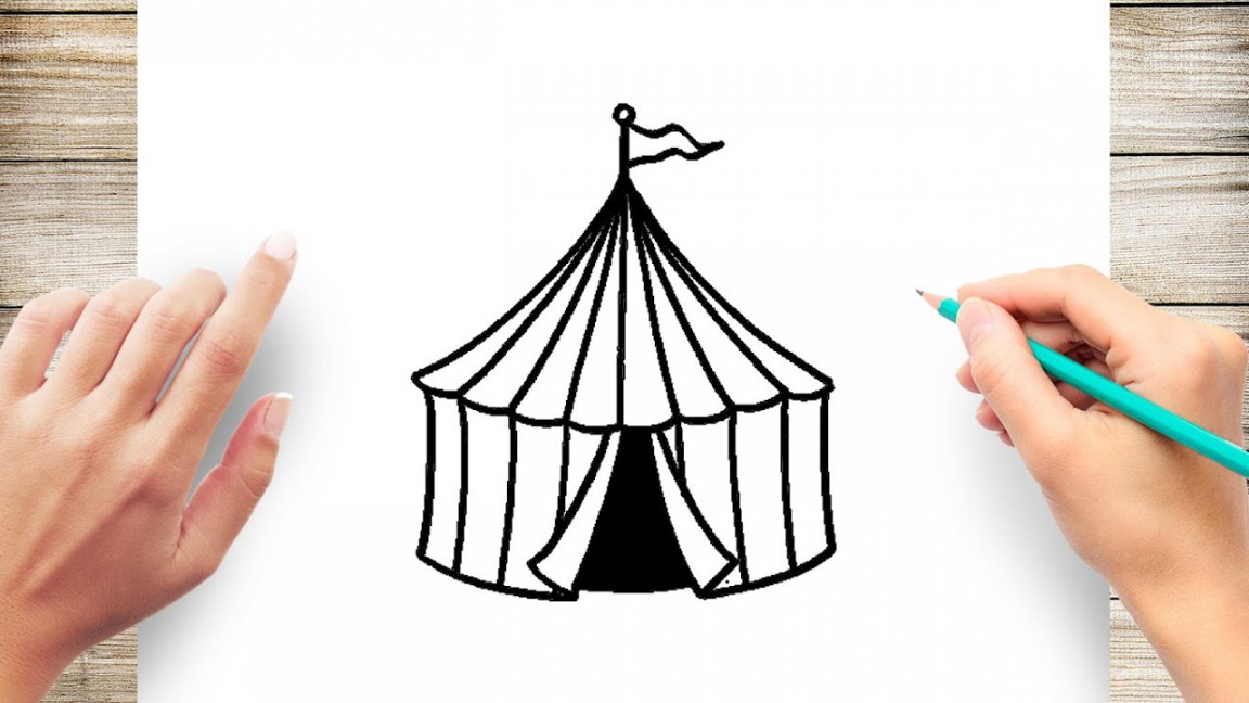 How To Draw Circus Tent Step by Step