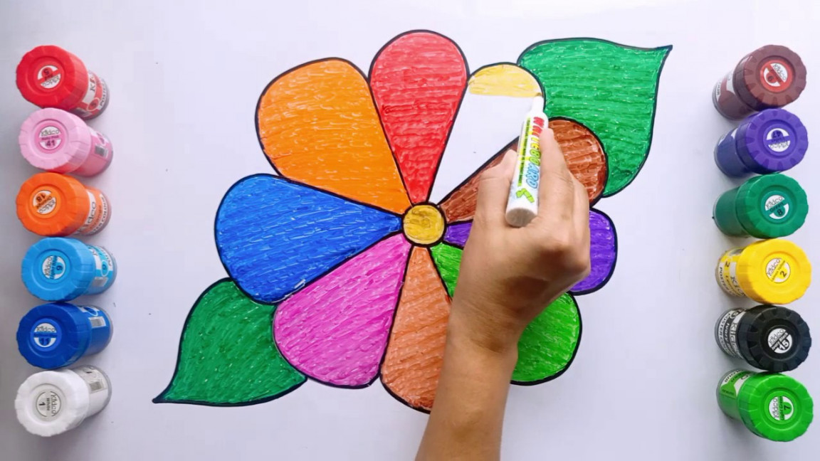 How to Draw Colourful Flower  Drawing For Kids Easy Drawings