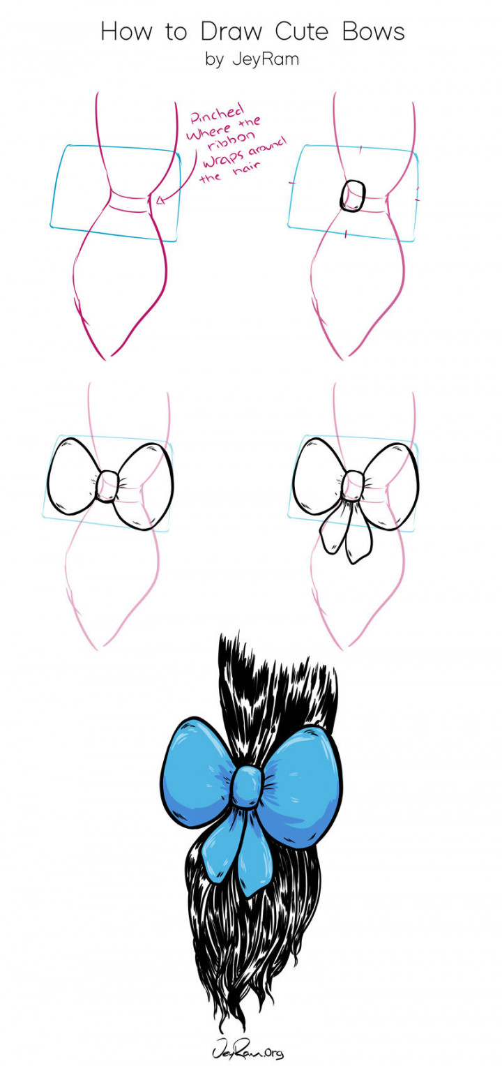 How to Draw Cute Bows in Hair - JeyRam Drawing Tutorials