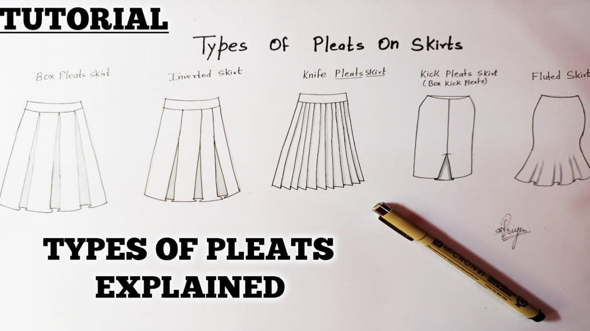 How to draw Different Types Pleats on Skirt  Draw pleated skirt step by  step  Fashion illustration